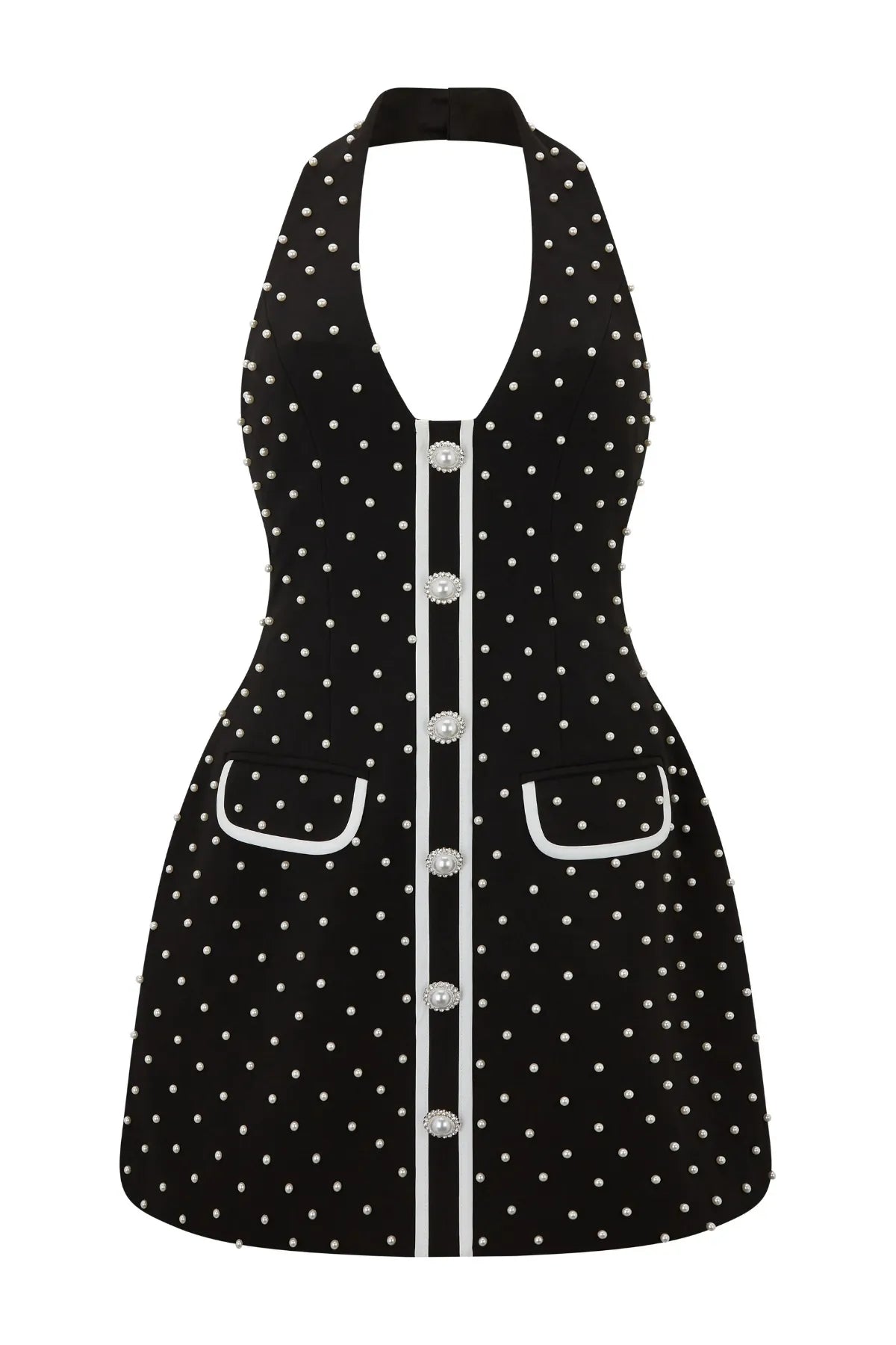 Odd Muse The Ultimate Muse Pearl Polka Dot Mini Dress - Black