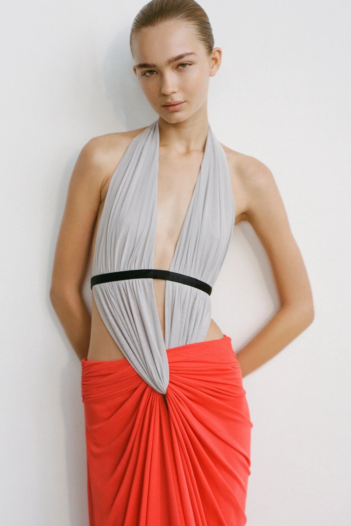 Bec & Bridge Anaya V Maxi Dress - Dove Grey/Flame/Black