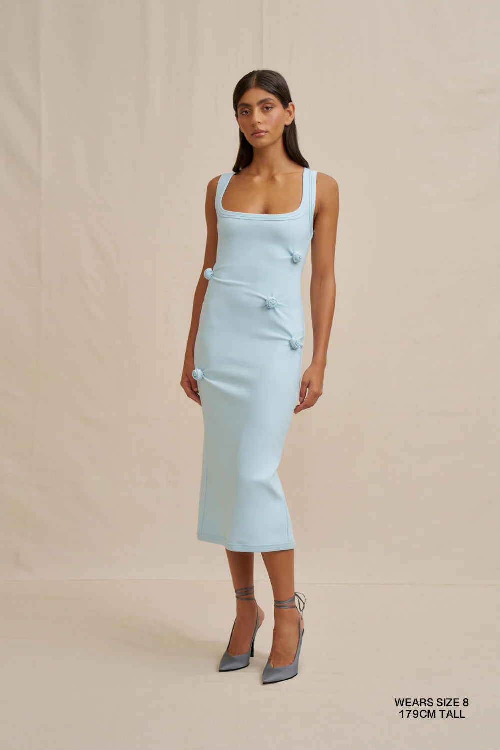 By Johnny Rosette Midi Dress - Ice blue