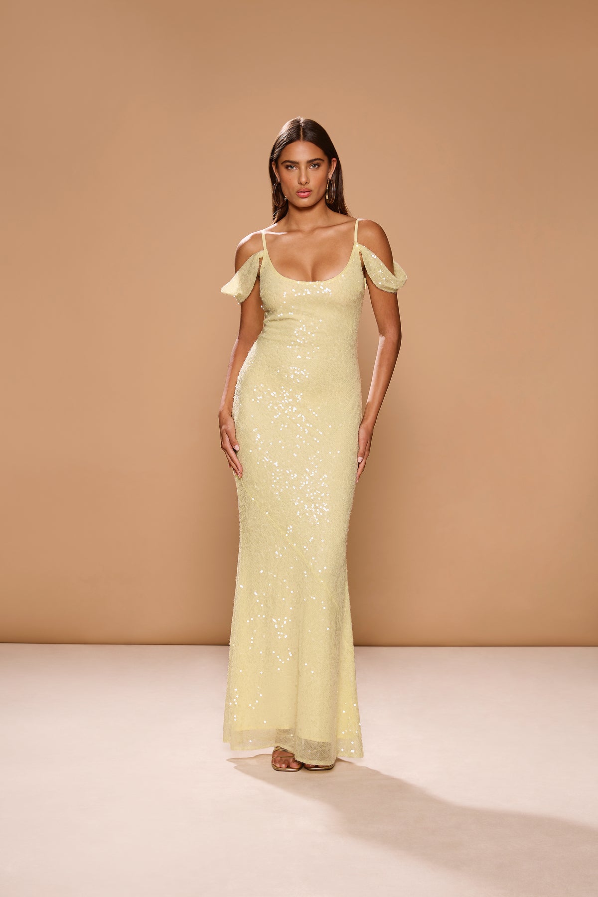 yellow evening dress australia Tina Holly Couture TE001 Yellow Satin Lace Up Back Formal Dress Yellow / 2 AUS main image 1