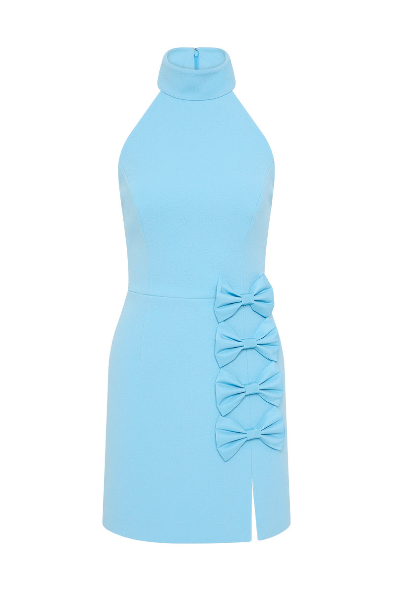 Rebecca Vallance Skye Halter Mini Dress - Ethereal Blue - Dress Hire AU Rebecca Vallance Skye Halter Mini Dress - Ethereal Blue - Dress Hire AU