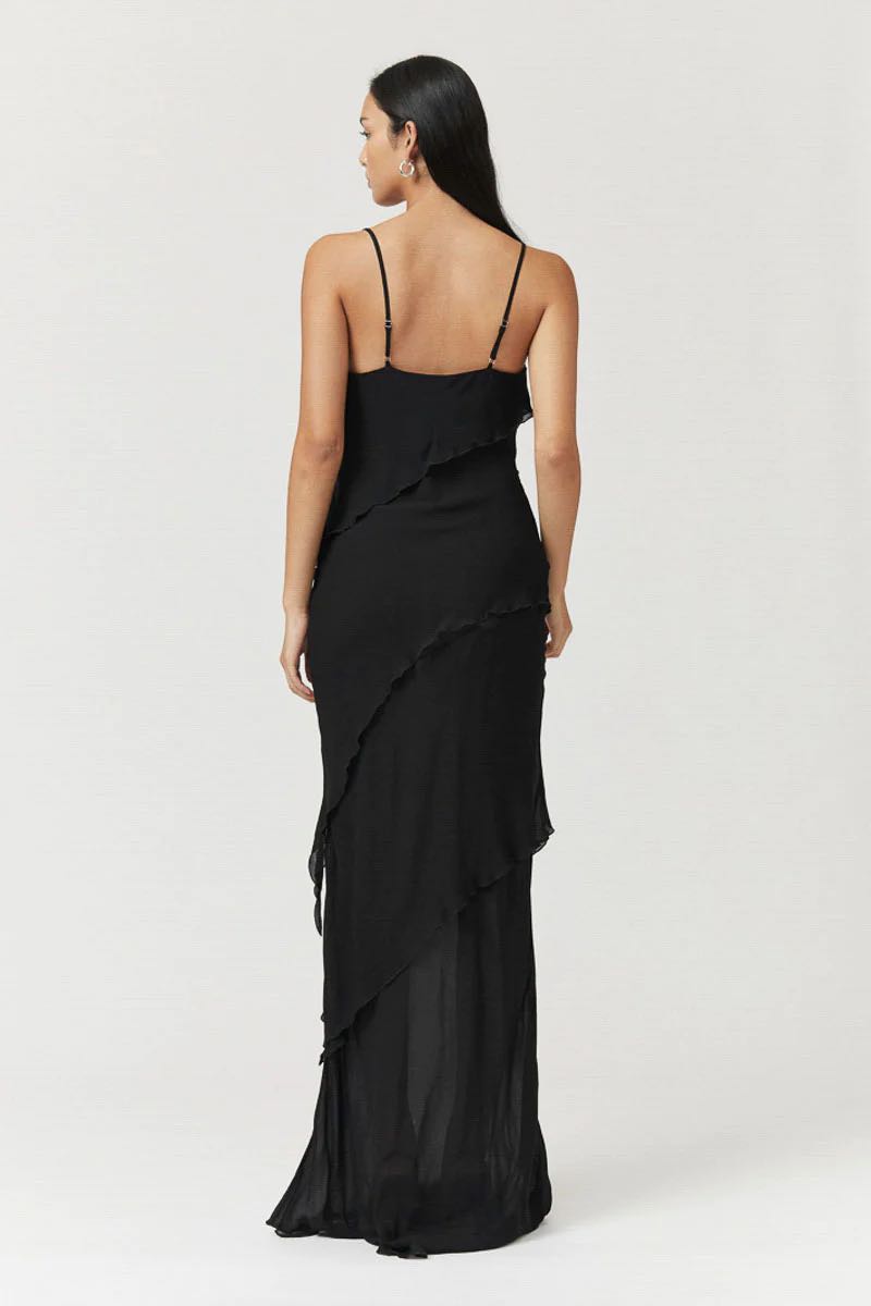 tanya backless maxi dress Women's Black Plunge Maxi Dress