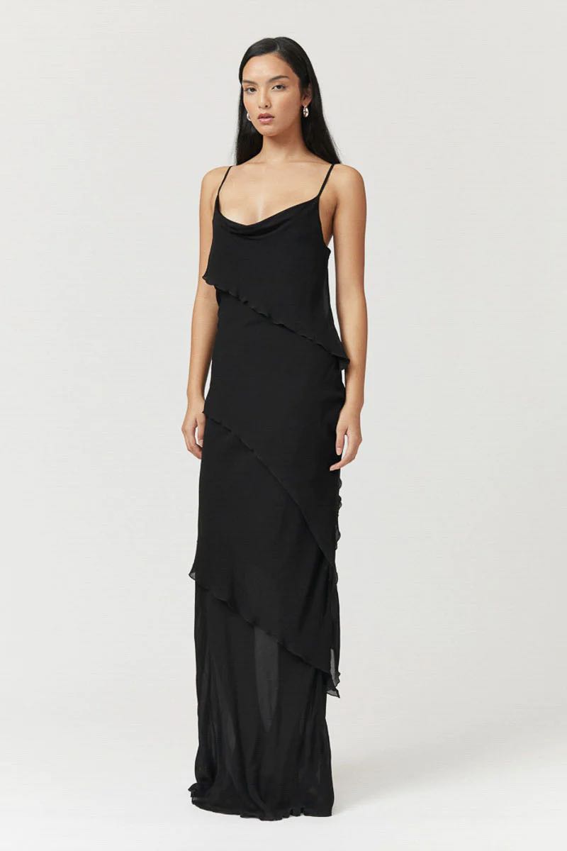 Suboo Tanya Strappy Cowl Neck Dress - Black