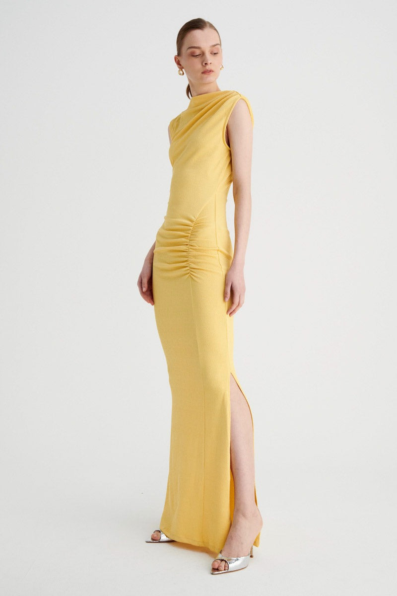 Suboo Vega Rouched Front Midi Dress - Butter