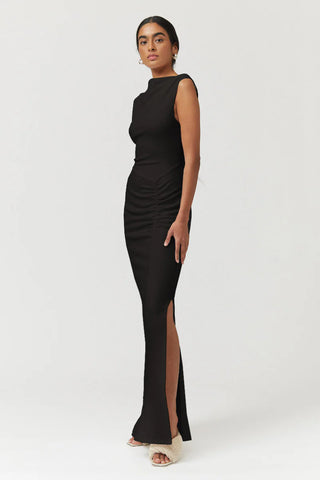 Suboo Jacqui Rouched Front Midi Dress - Black