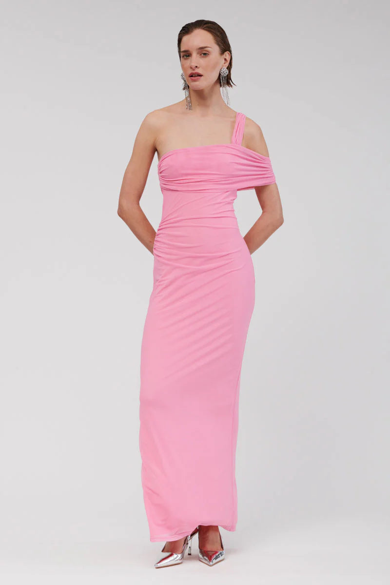 slim fit dress slacks Suboo Christy Pink Off Shoulder Maxi Dress - Pink