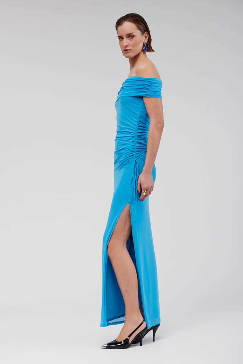 Suboo Christy Blue Off Shoulder Maxi Dress - Blue