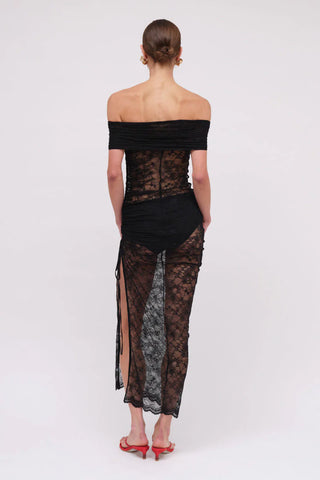 Suboo Beau Lace Off Shoulder Midi Dress - Black