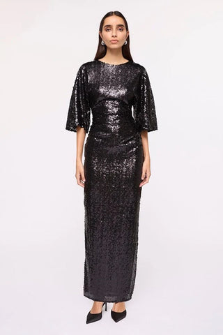 Suboo Ava Sequin Cape Maxi Dress - Black