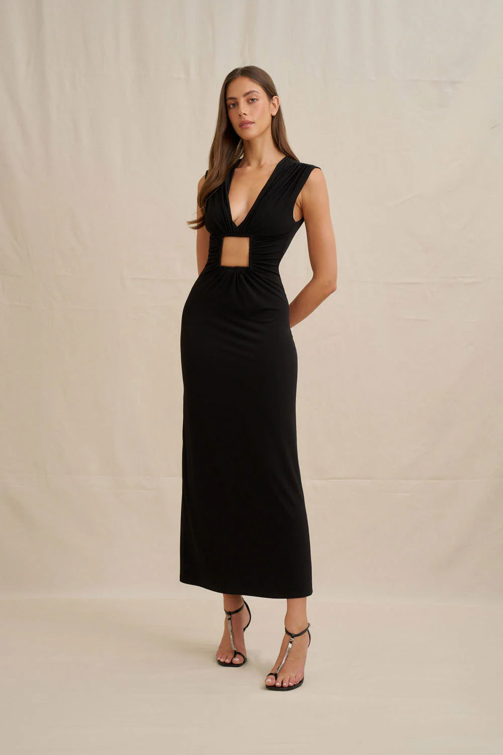 By Johnny Selene Black Cutout Maxi Dress - Black