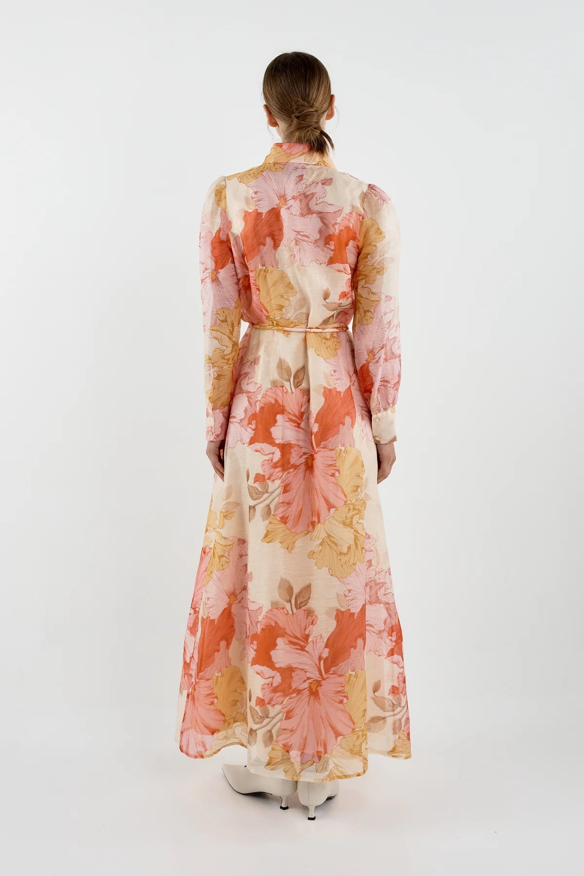 Sofia Irina Julie Maxi Shirt Dress - Red Pink Floral