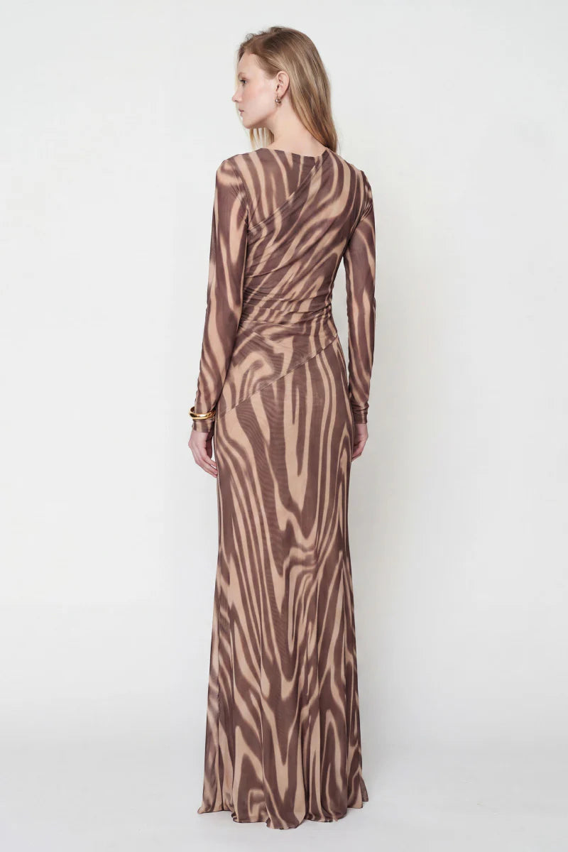Suboo Sable Long Sleeve Flared Maxi Dress - Sable