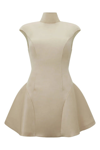 Odd Muse The Ultimate Muse Satin High Neck Mini Dress - Cream