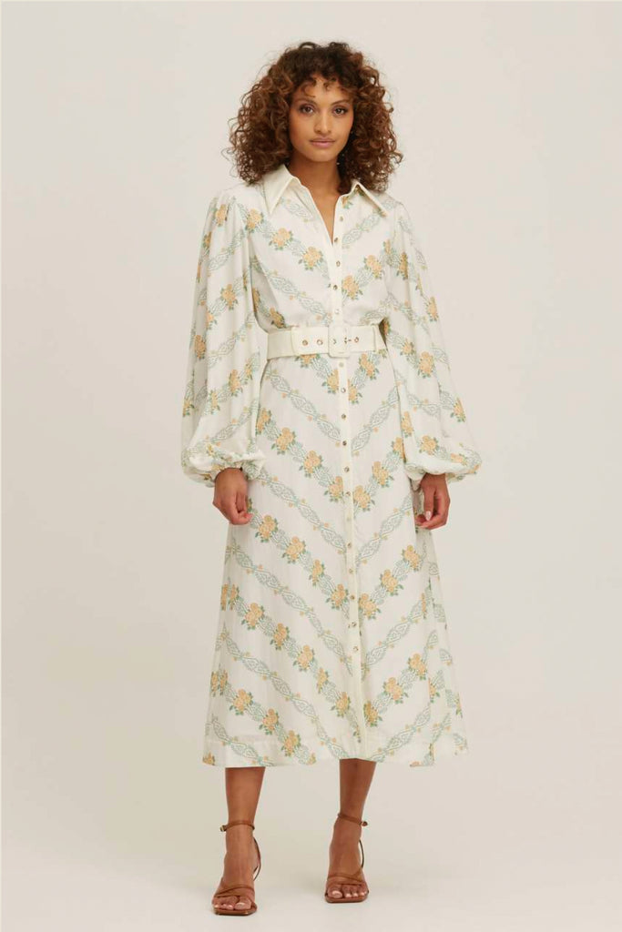 Keepsake Sorelle Vera Long Sleeve Midi Dress Floral Stripe