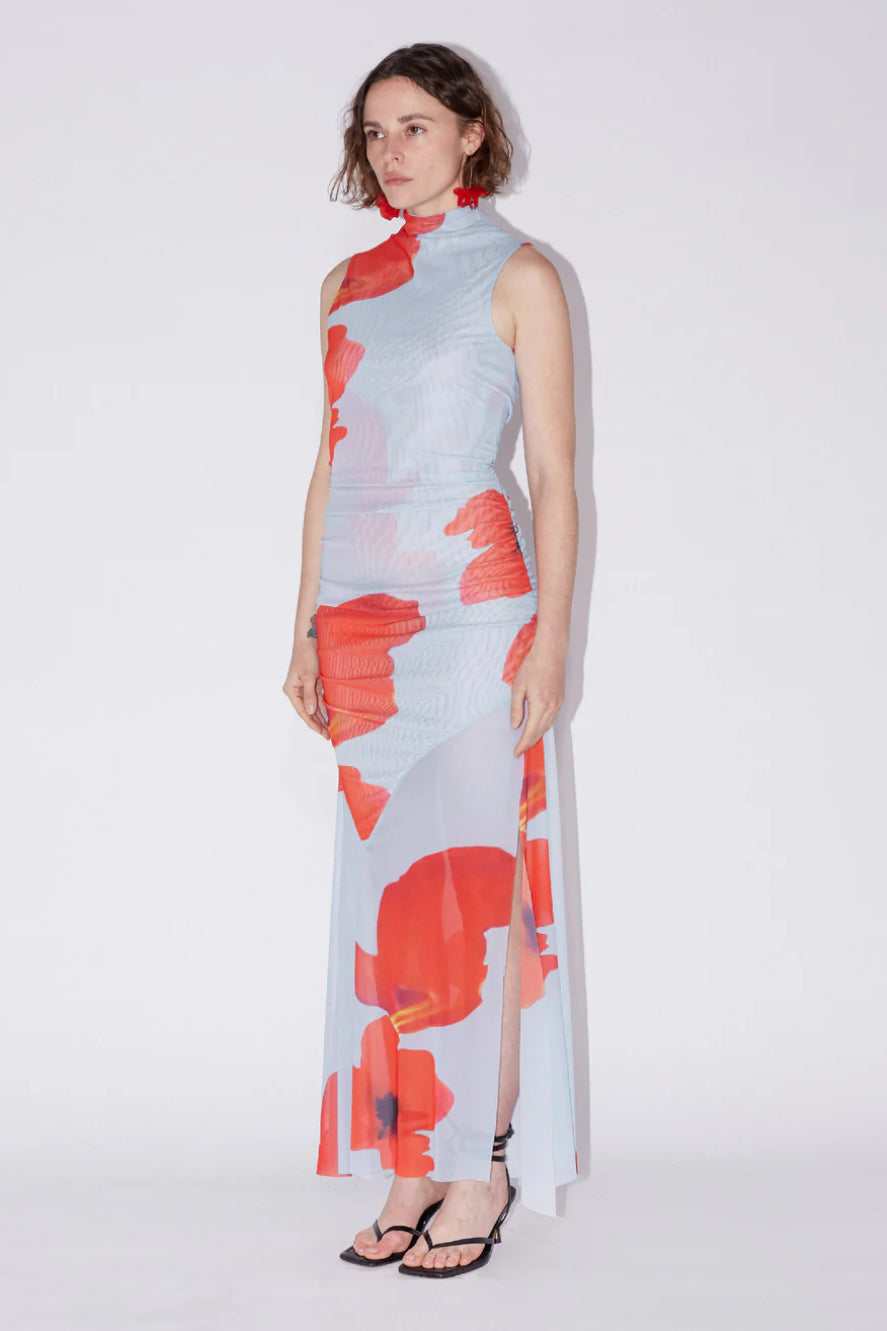 Floral print mesh dress deals
