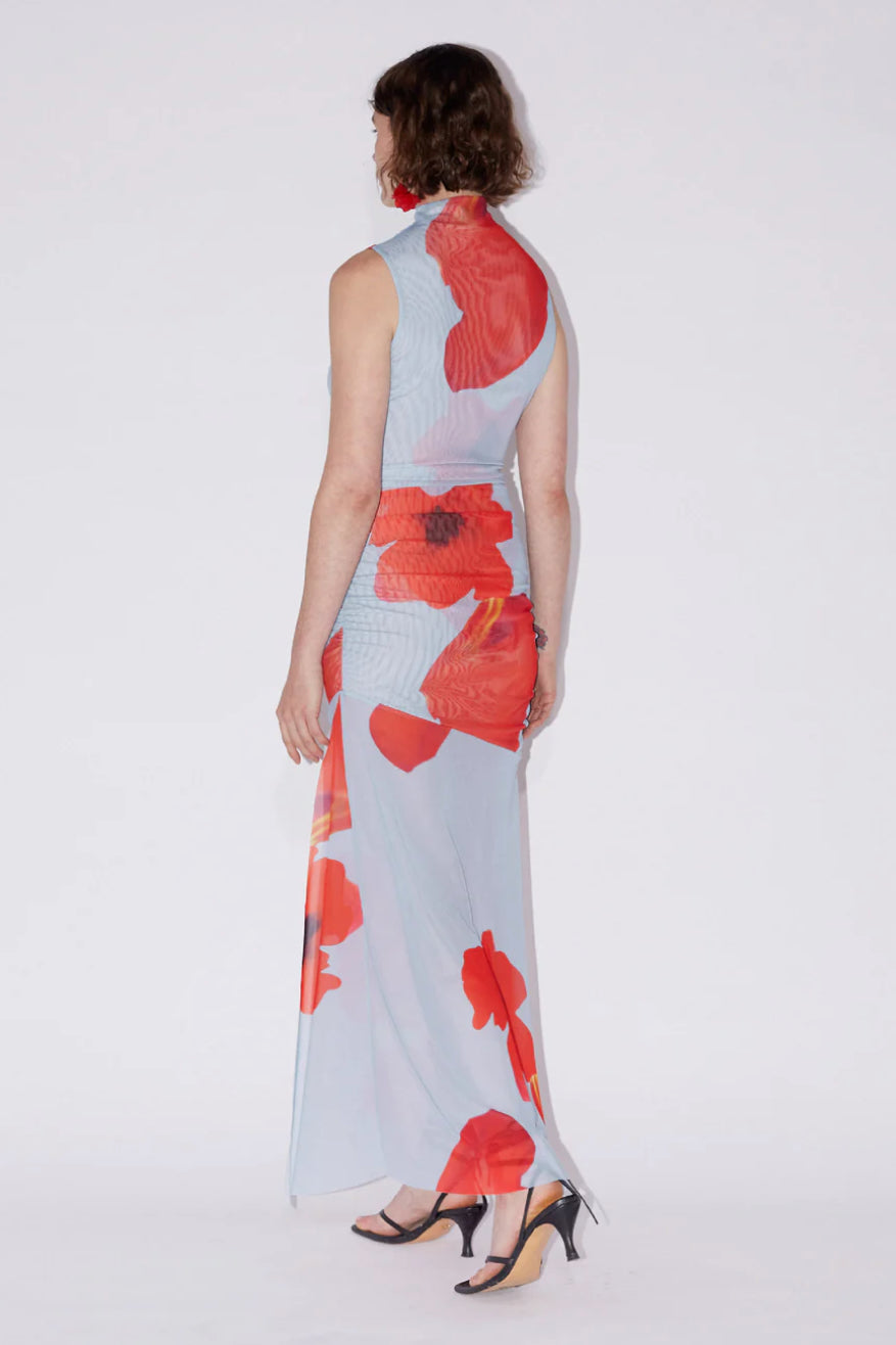 Saemdi Floral Printed Mesh Dress - Blue Multi