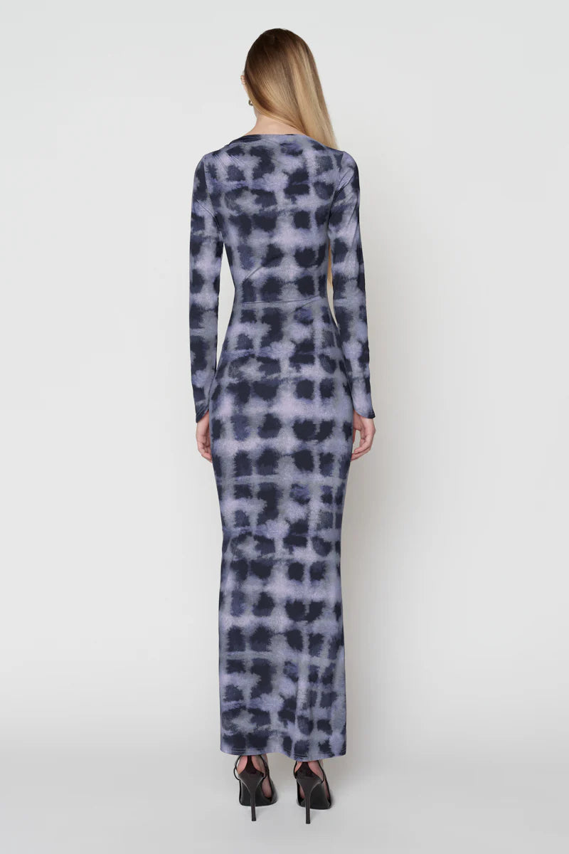 Suboo Shibori Long Sleeve Rouched Dress - Purple