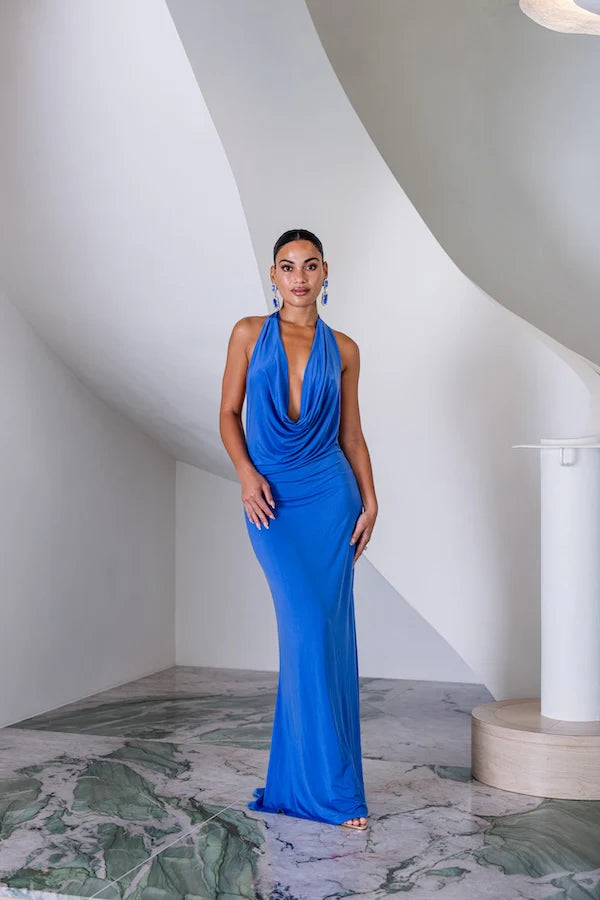 Sneaky Link Saint Plunge Maxi Dress Sapphire - Main Image