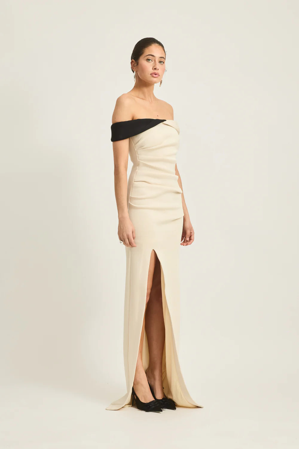 Tojhà Marzanna Gown - Champagne Beige/Black
