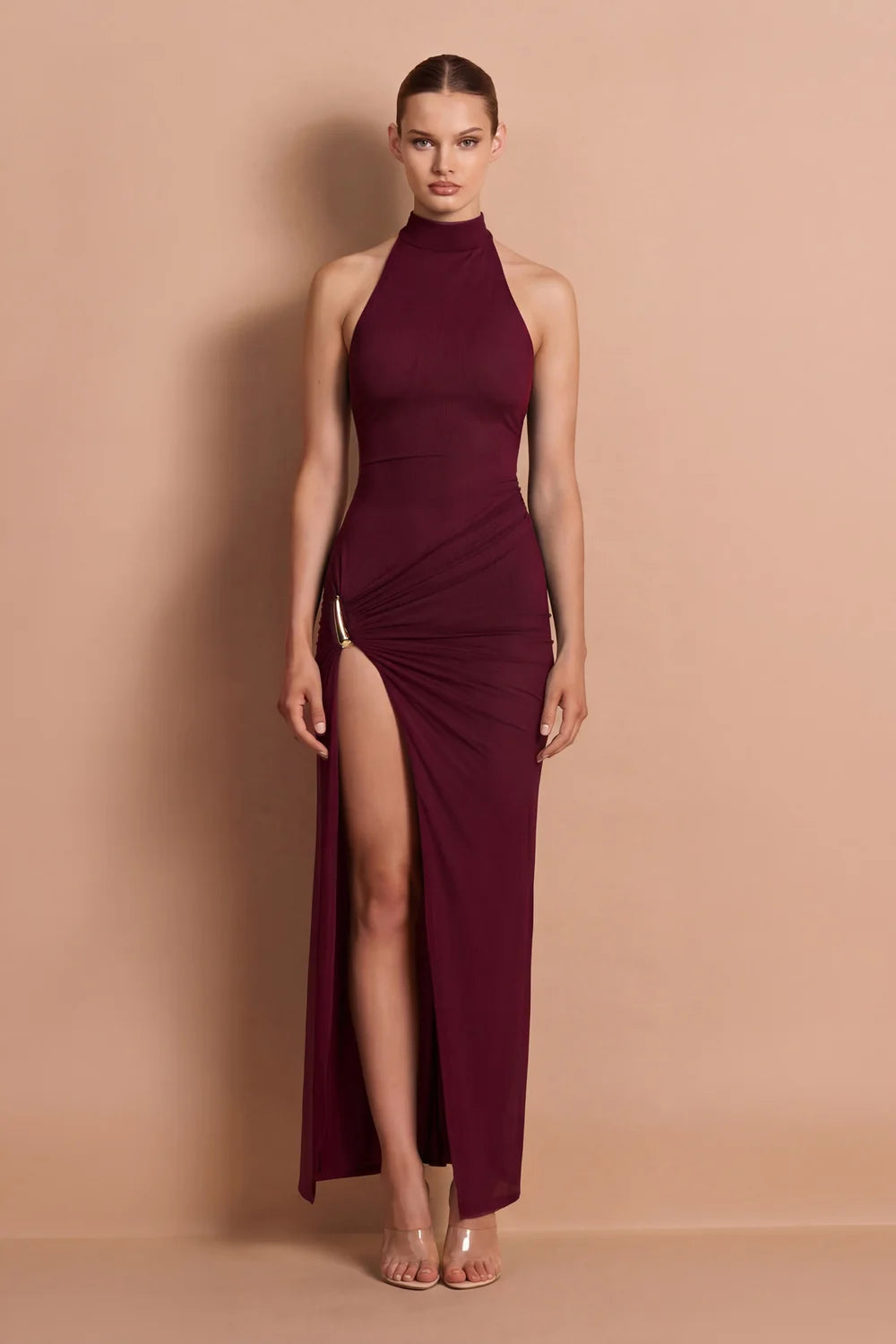 Nookie Tatum Halter Maxi Dress - Wine