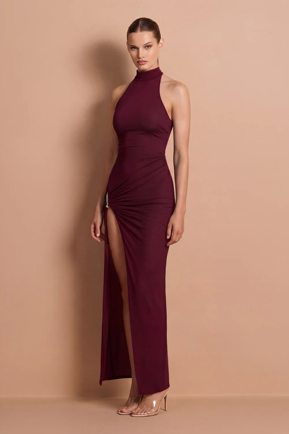 Nookie Tatum Halter Maxi Dress - Wine