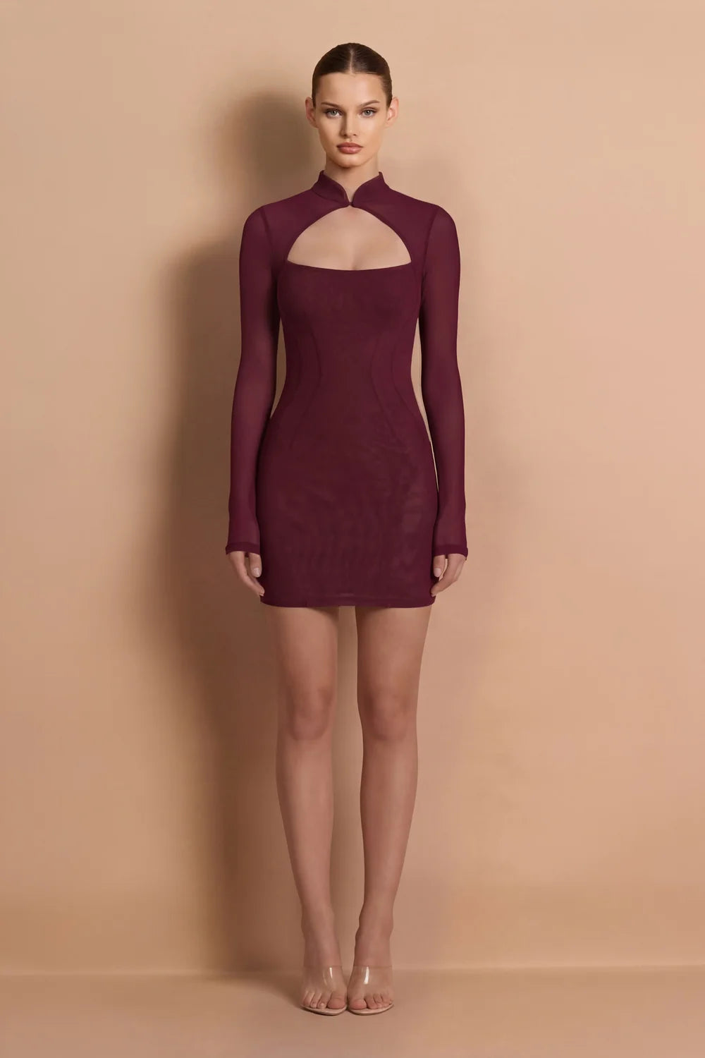 Nookie Tatum Long Sleeve Mini Dress - Wine