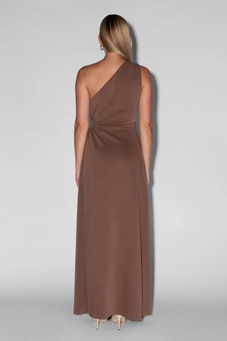 The Wolf Gang Vivi One Shoulder Maxi Dress - Cocoa