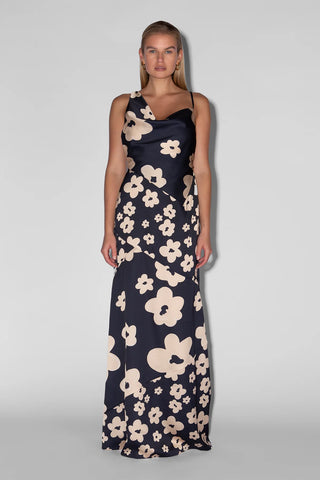 The Wolf Gang Amor Cowl Neck Dress - Navy Floral