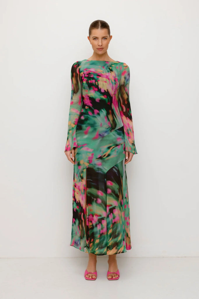 The Wolf Gang Giselle Maxi Dress - Verde Blur - Dress Hire AU