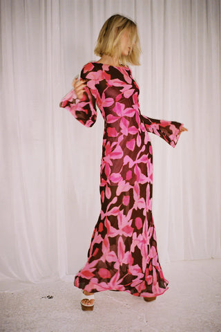 The Wolf Gang Lottie Maxi Dress - Pink Chocolate Floral