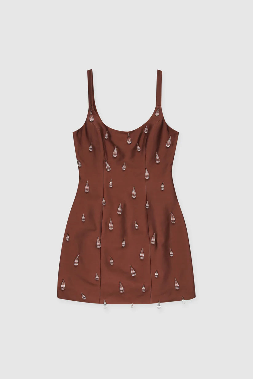 The Wolf Gang Luvia Beaded Mini Dress - Chocolate