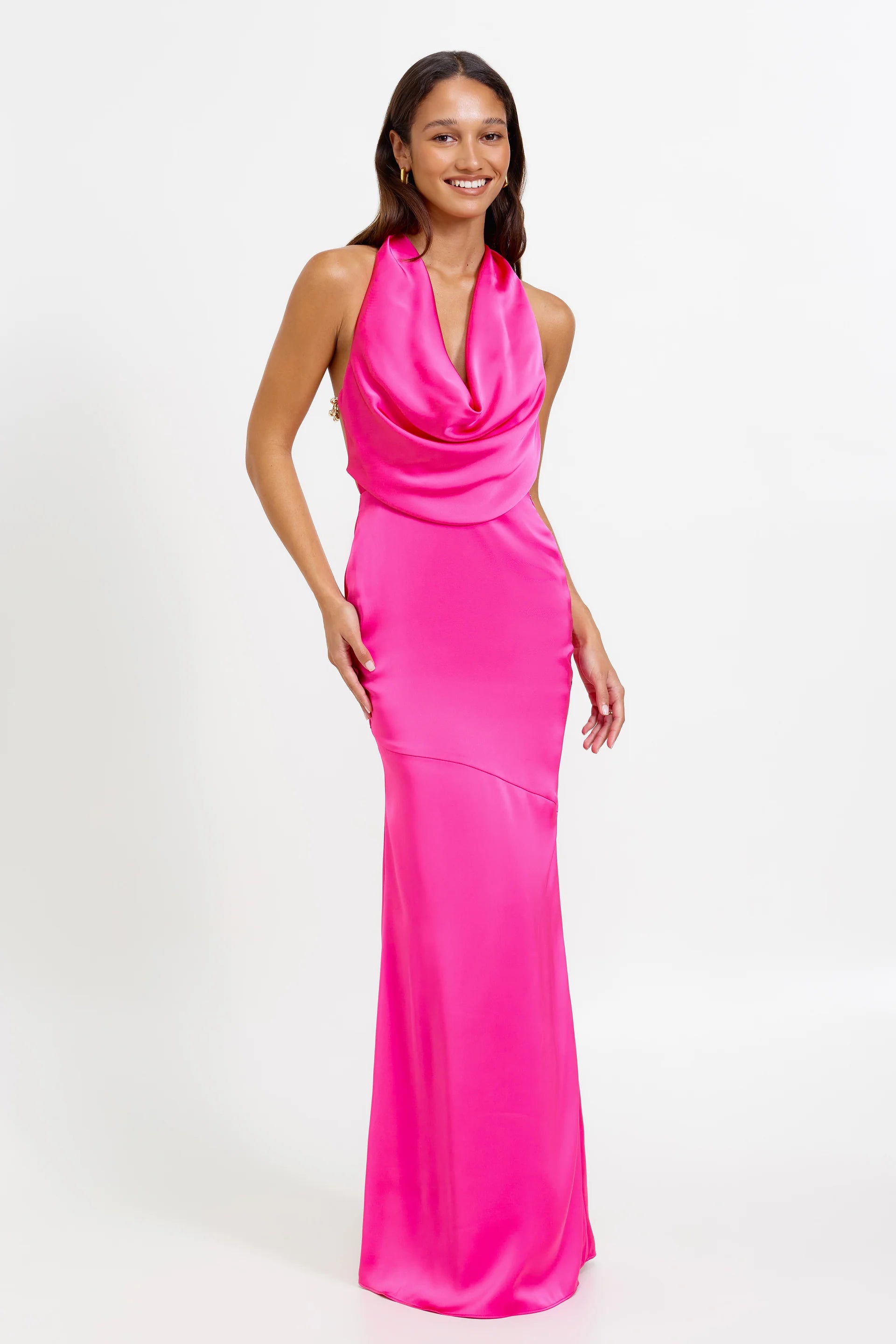 hot pink cheap prom dresses WEDTREND Women Hot Pink Long Prom Dress with Appliques Spaghetti Straps  Corset Spiral Ruffles Princess Formal Dress main image 1
