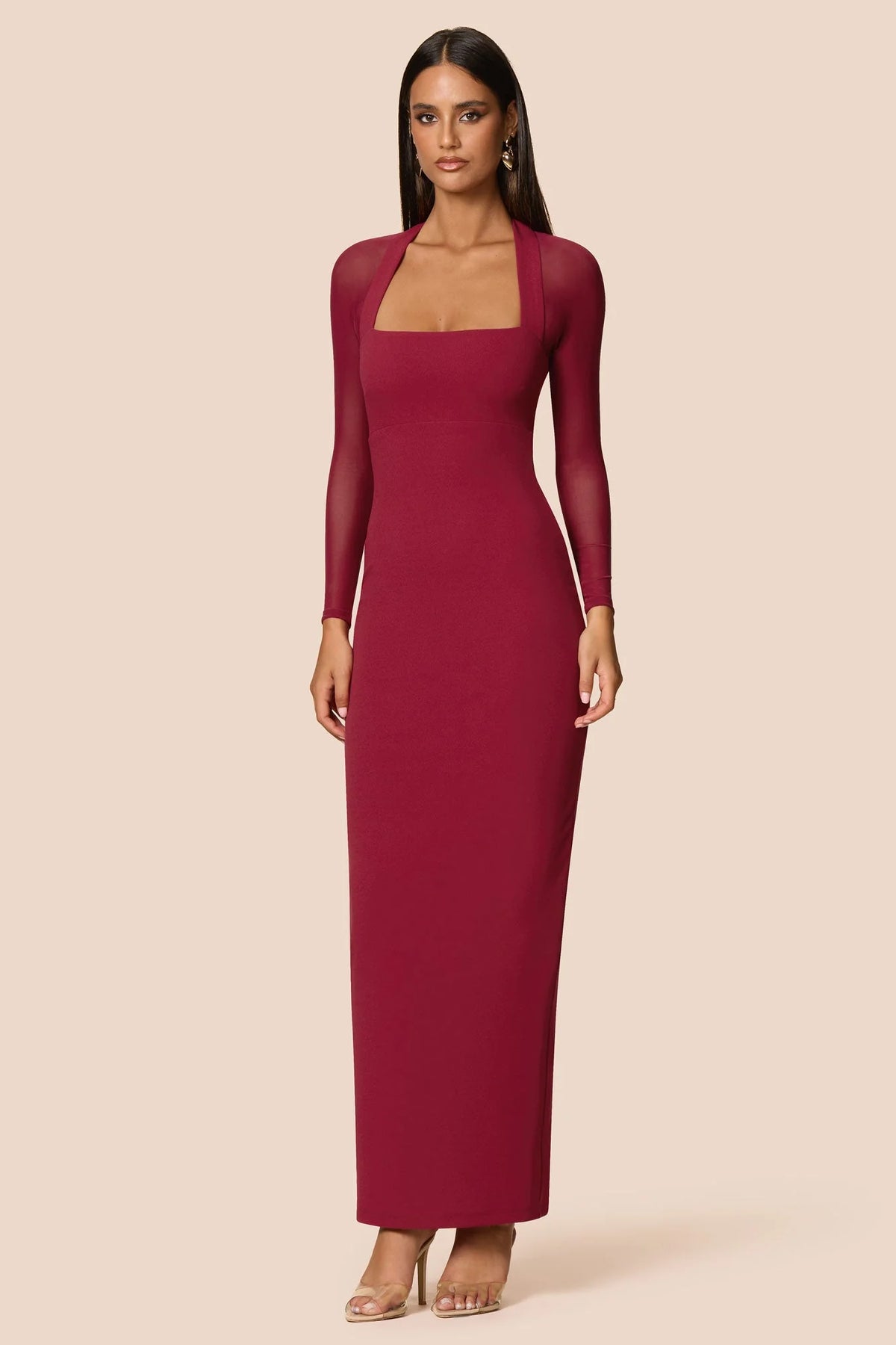 Nookie Amore Mesh Maxi Dress - Ruby