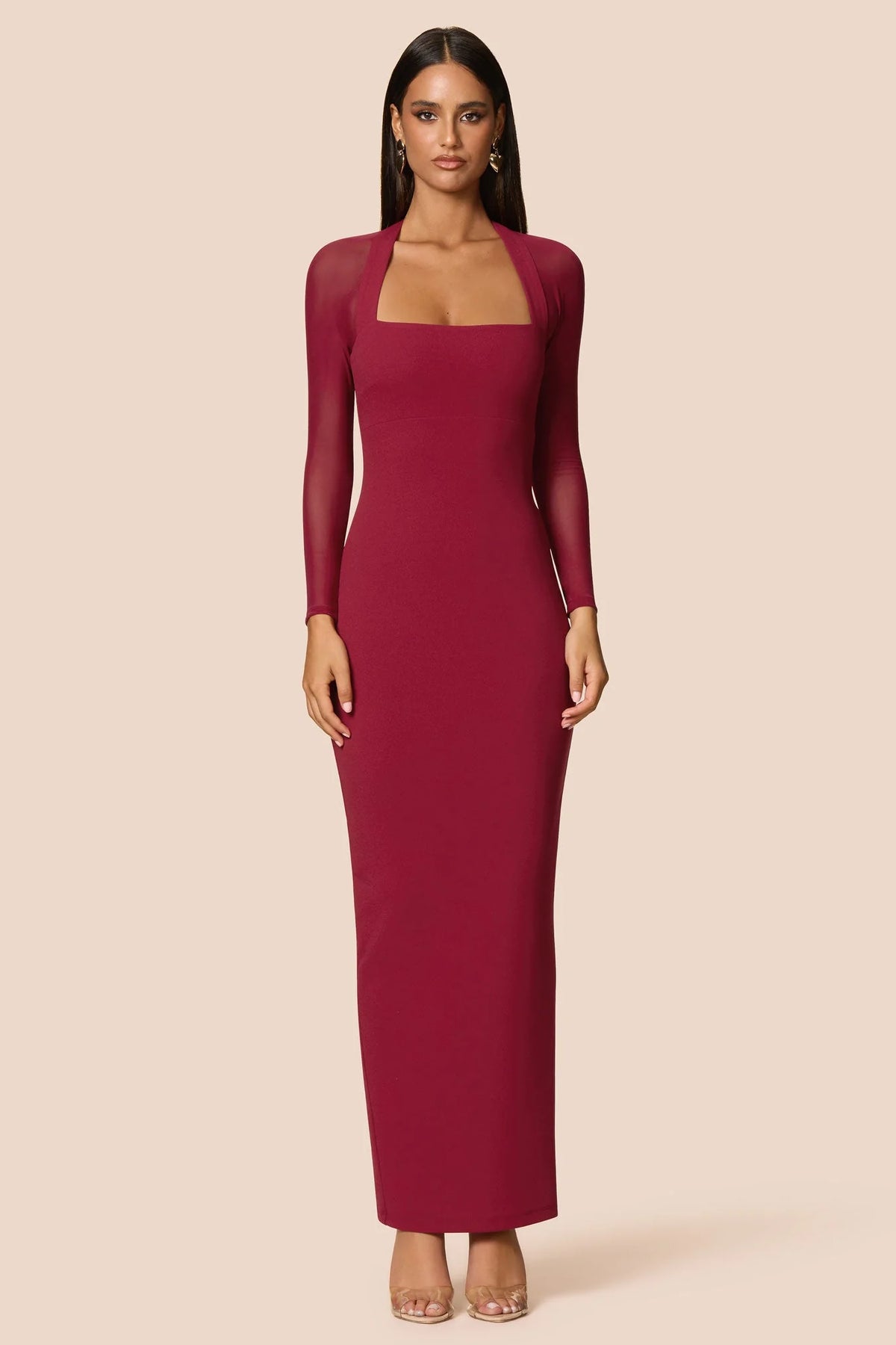 Nookie Amore Mesh Maxi Dress - Ruby