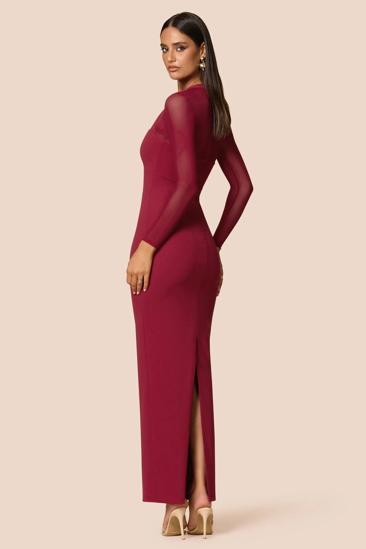 Nookie Amore Mesh Maxi Dress - Ruby