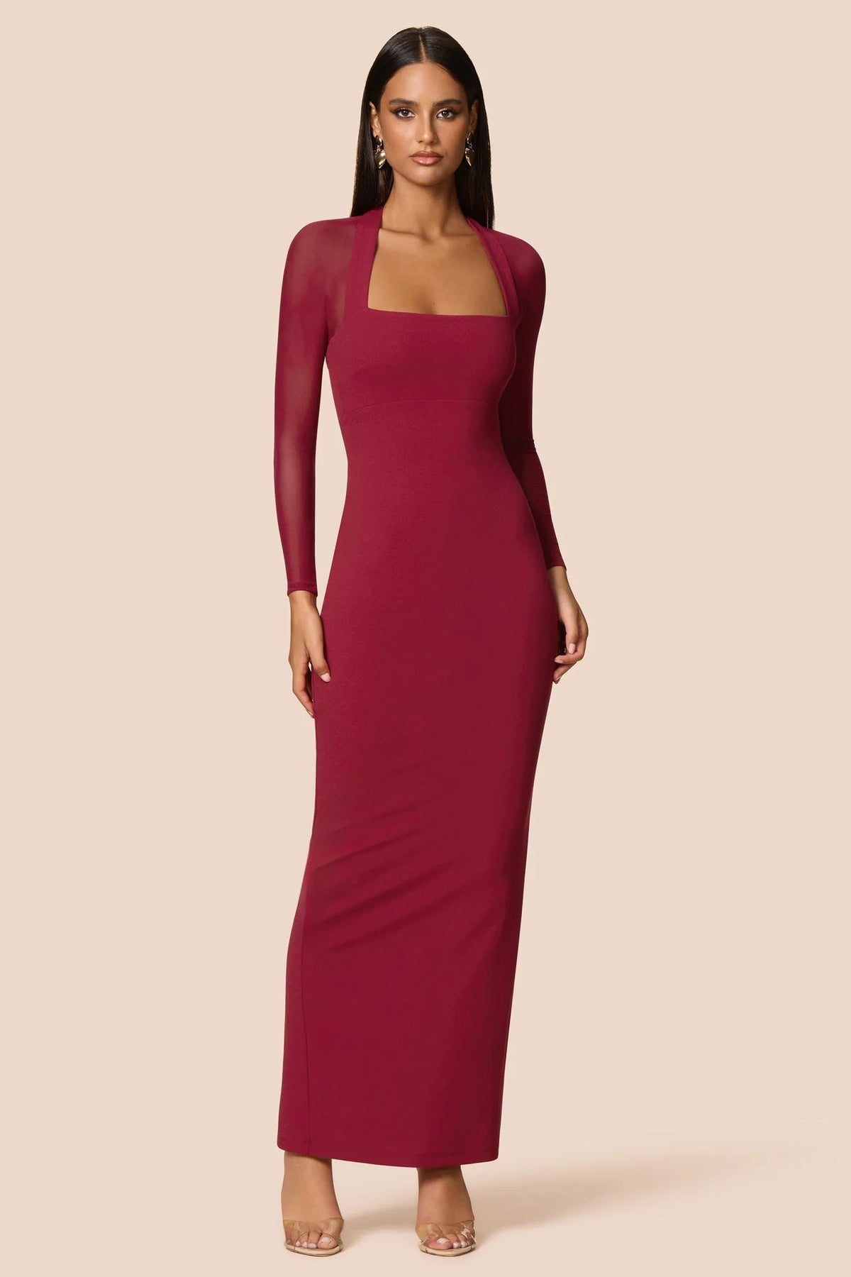 Nookie Amore Mesh Maxi Dress - Ruby