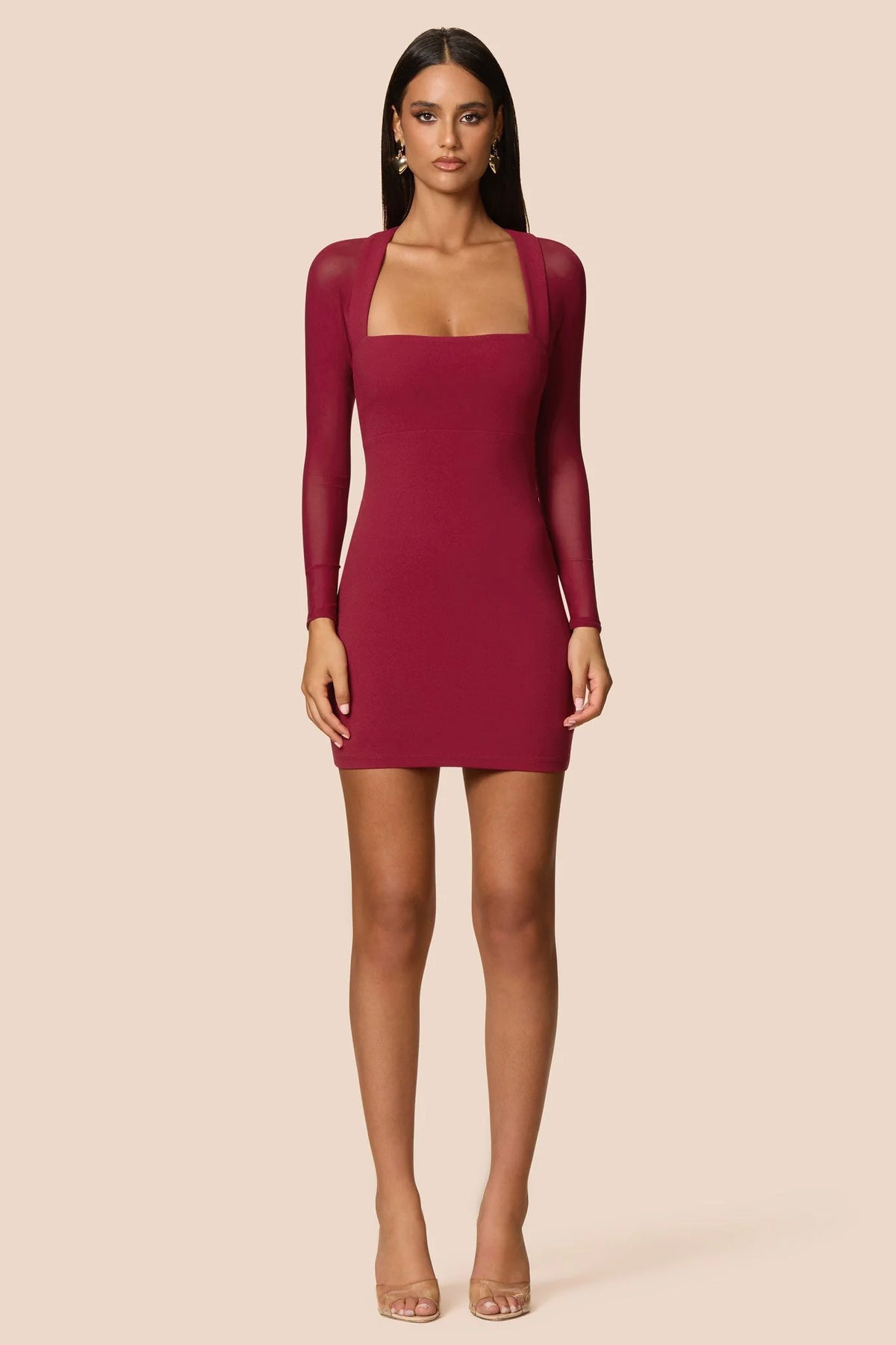 Nookie Amore Mesh Mini Dress - Ruby
