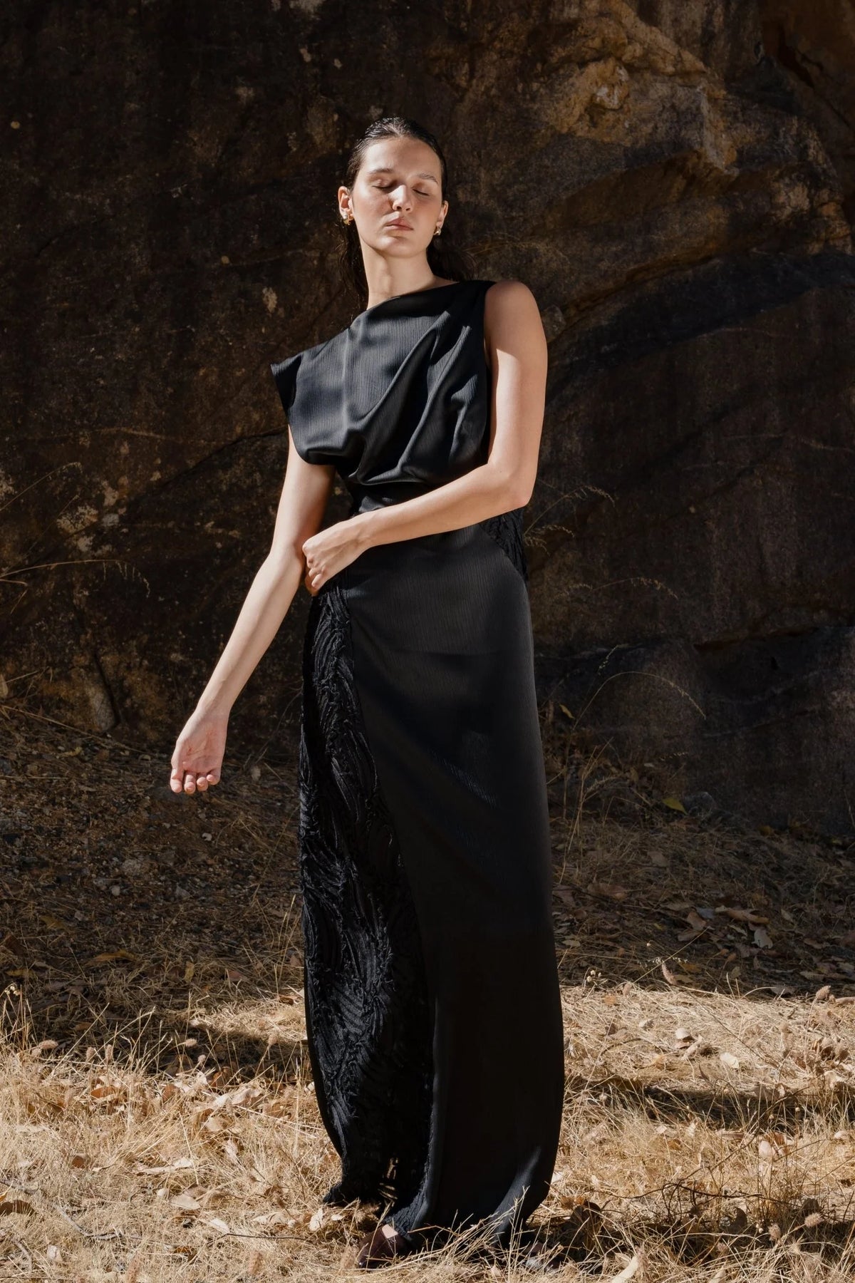 One Fell Swoop Angela Maxi Dress - Obsidian