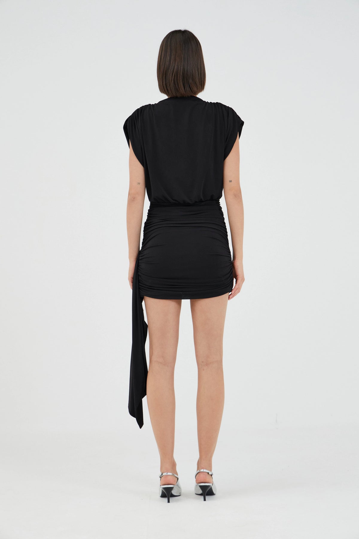 Third Form Aura Draped Mini Dress - Black