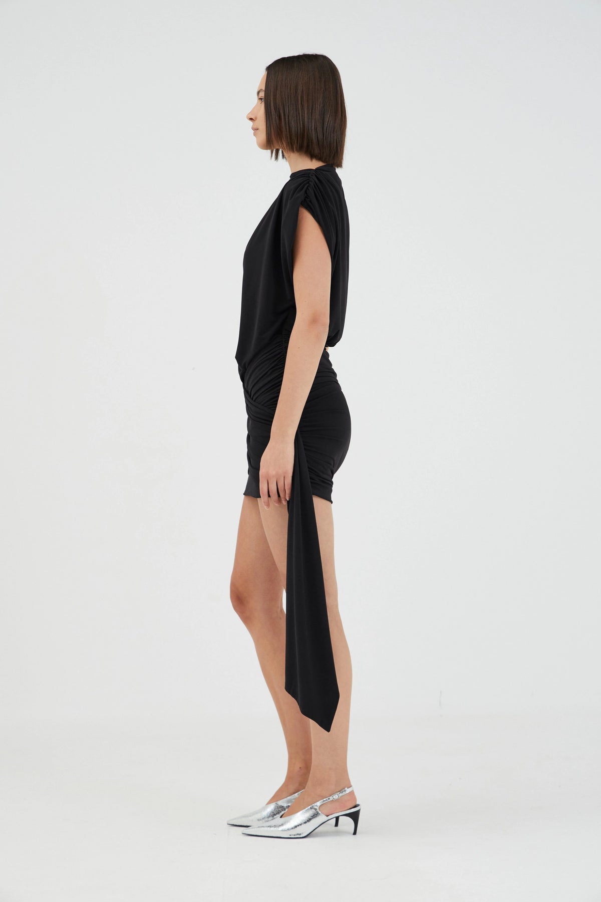 Third Form Aura Draped Mini Dress - Black