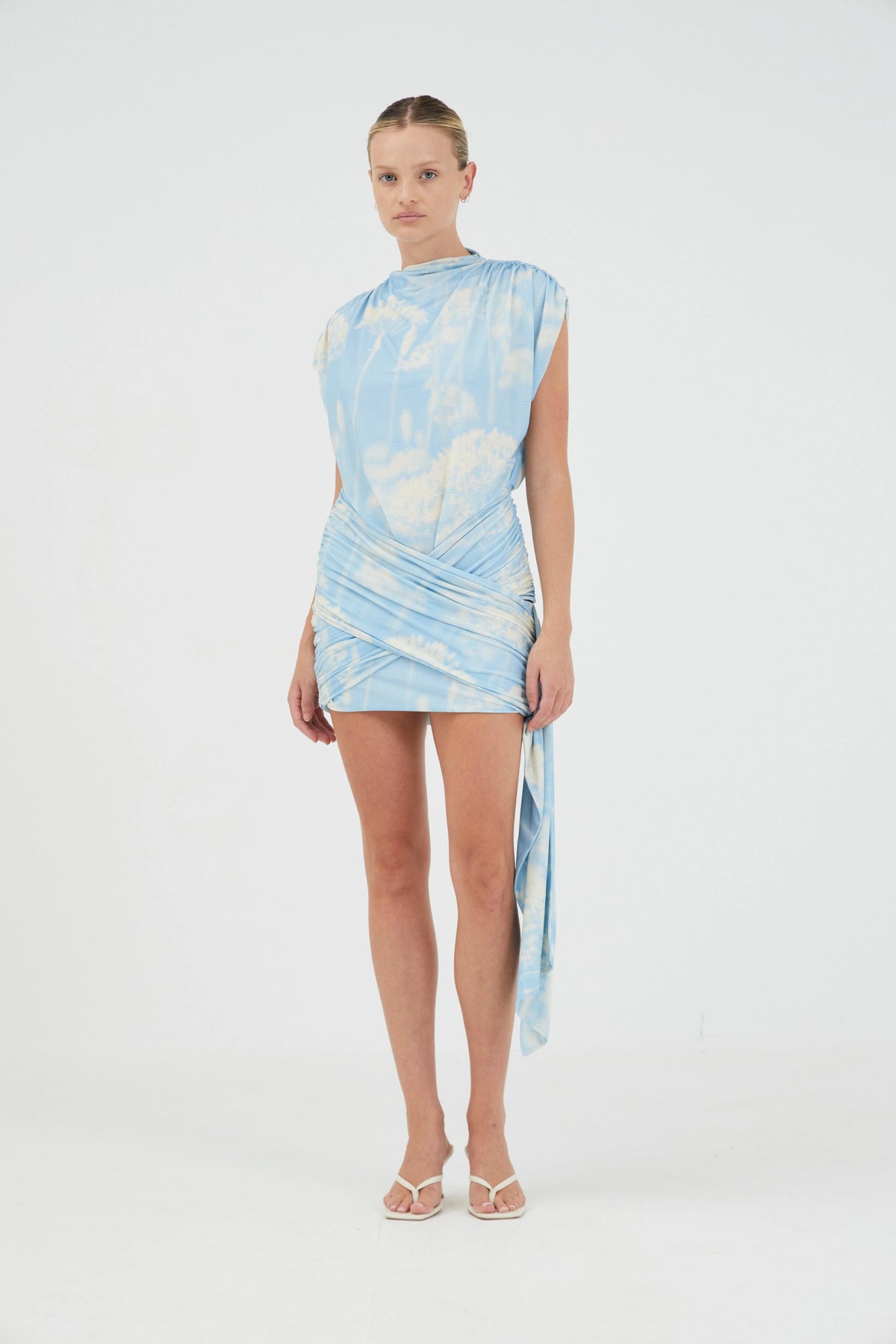 Third Form Aura Draped Mini Dress - Floral Illusion