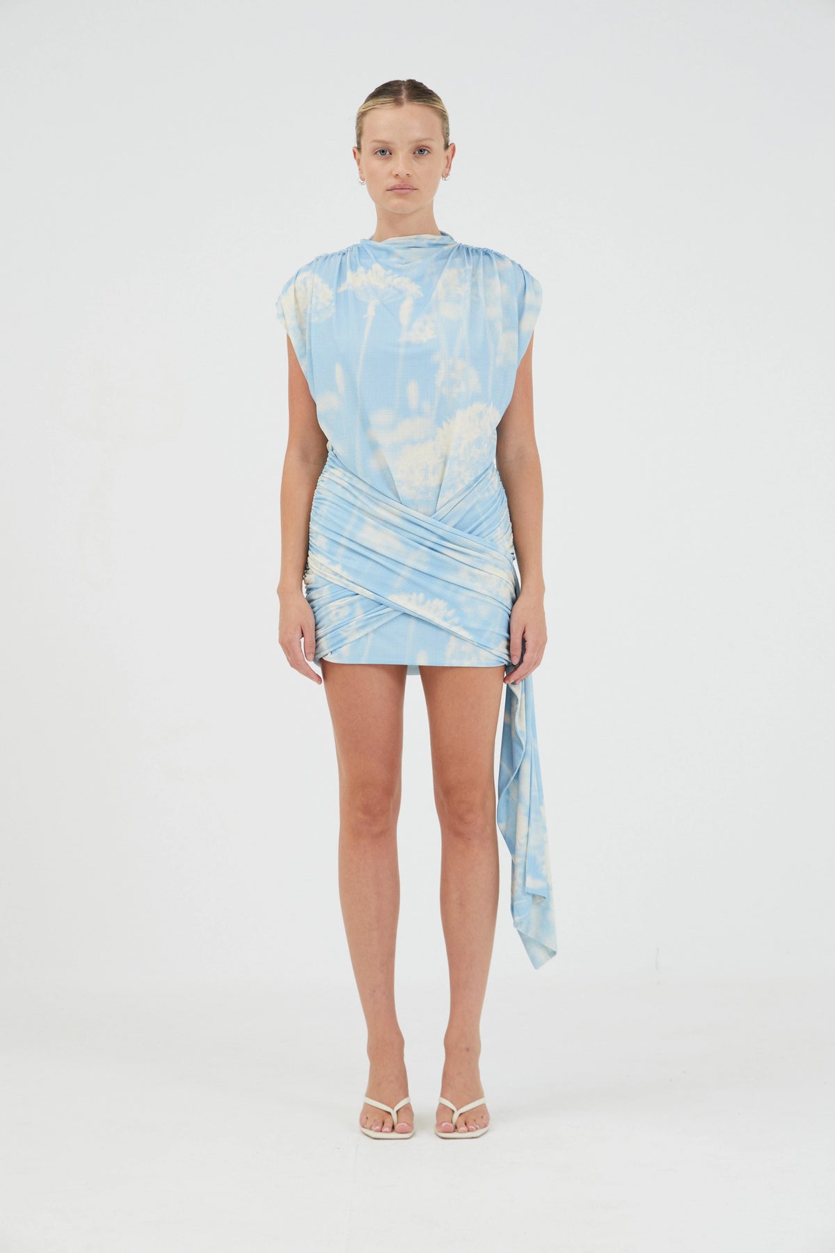 Third Form Aura Draped Mini Dress - Floral Illusion