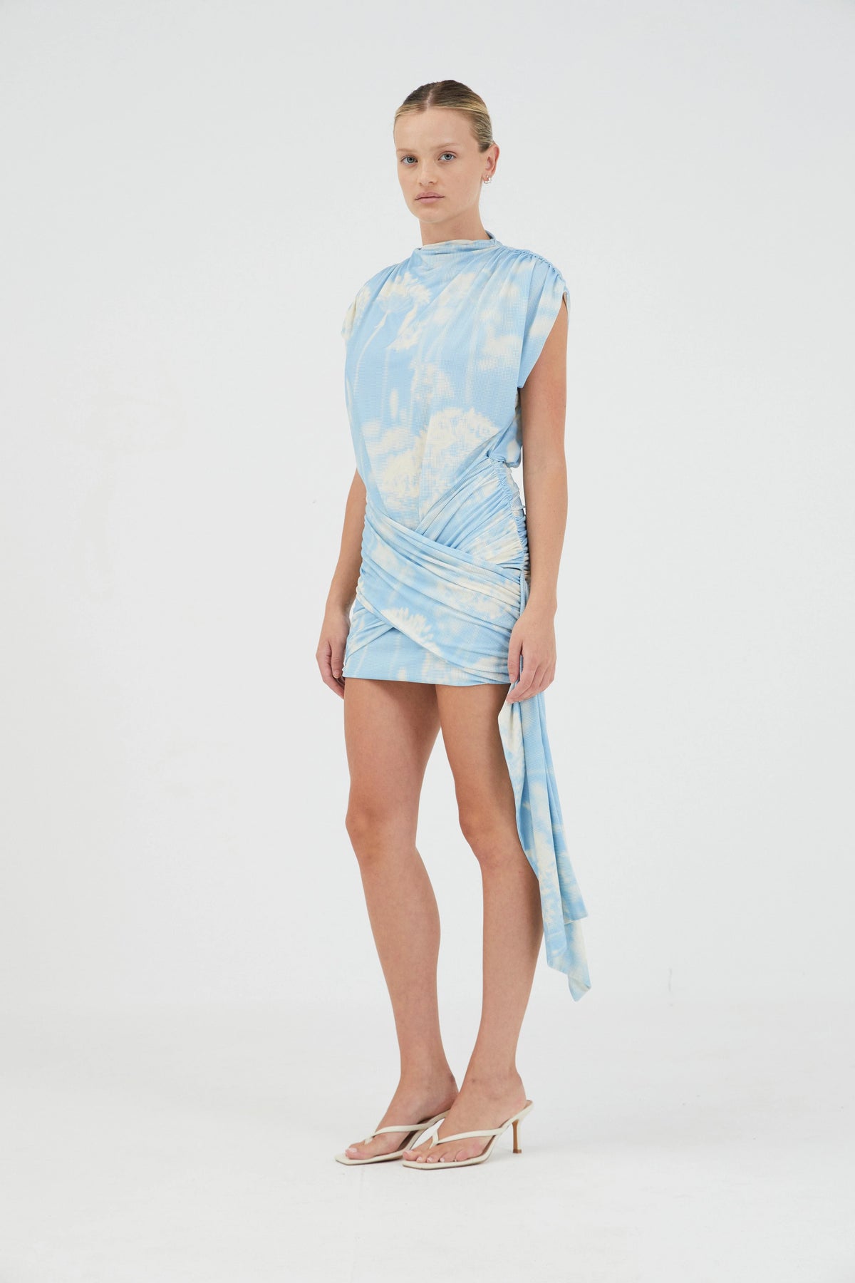 Third Form Aura Draped Mini Dress - Floral Illusion