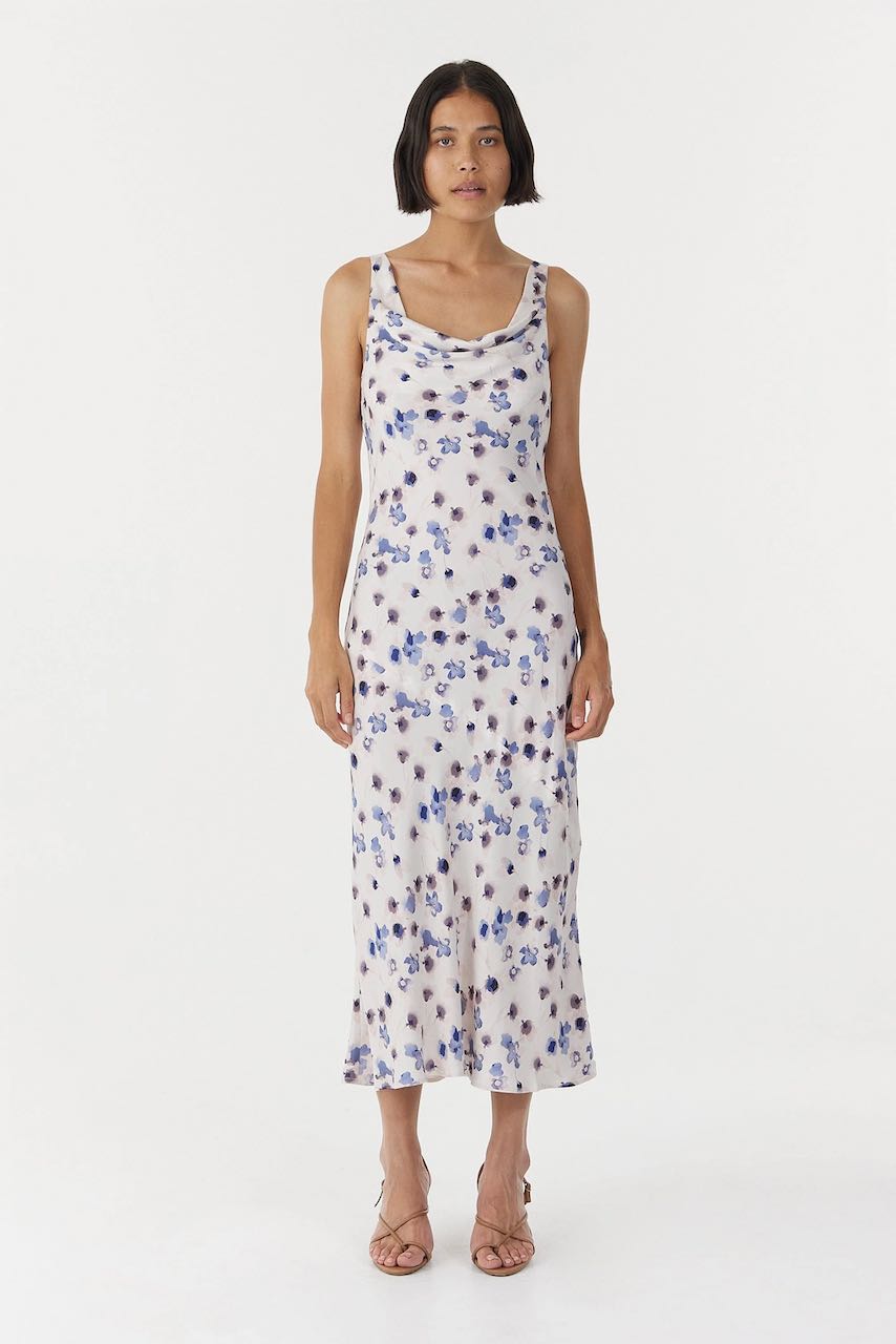 Third Form Blue Bell Cowl Slip Dress - Floral