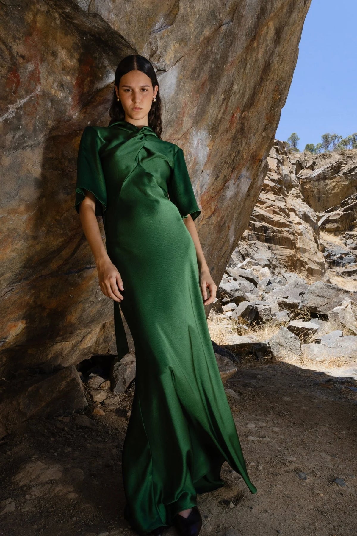 one fell swoop green dress ONE FELL SWOOP - JEWEL MAXI DRESS IN SAGE CRINKLE