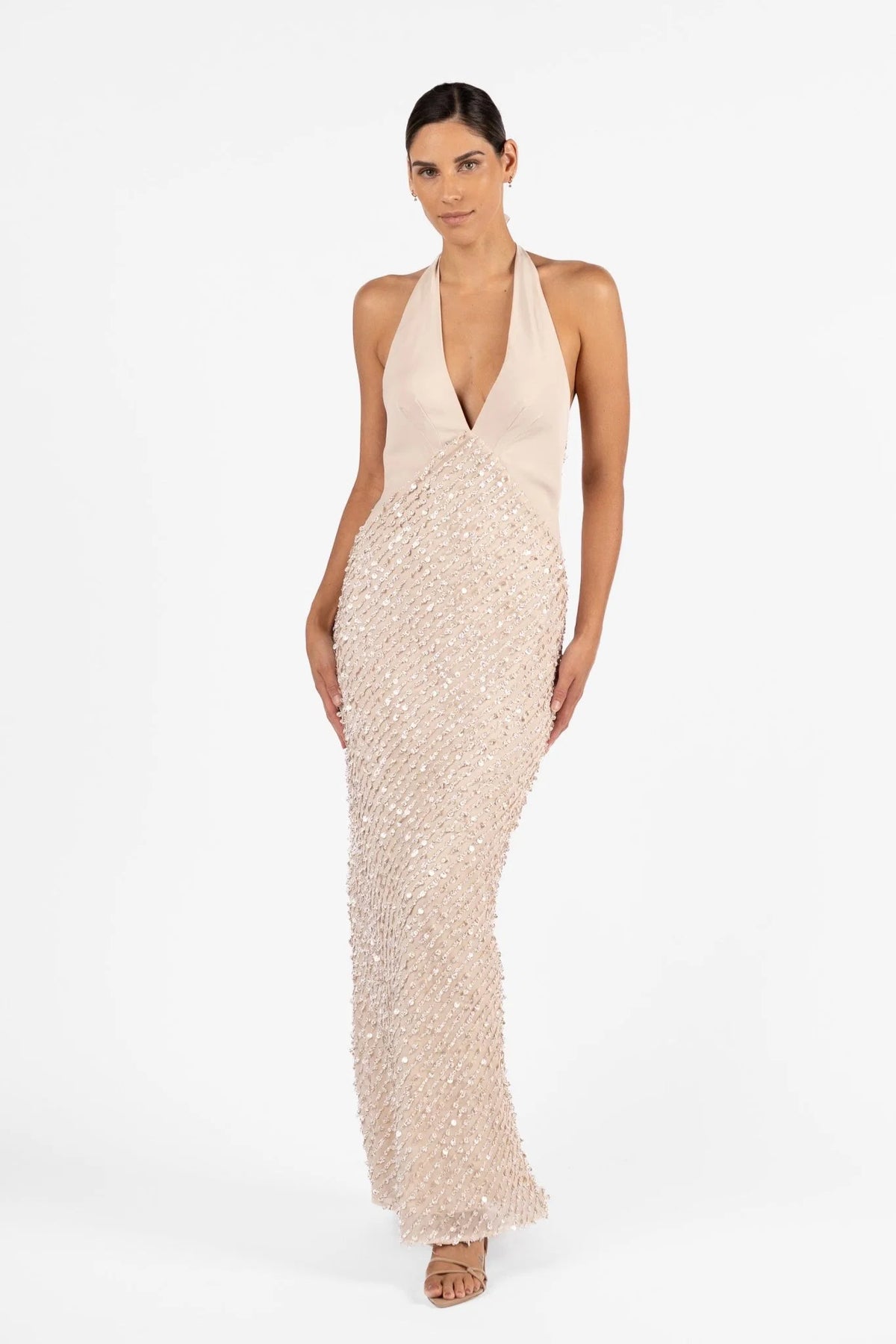 One Fell Swoop Cloe Halter Maxi Dress - Sand