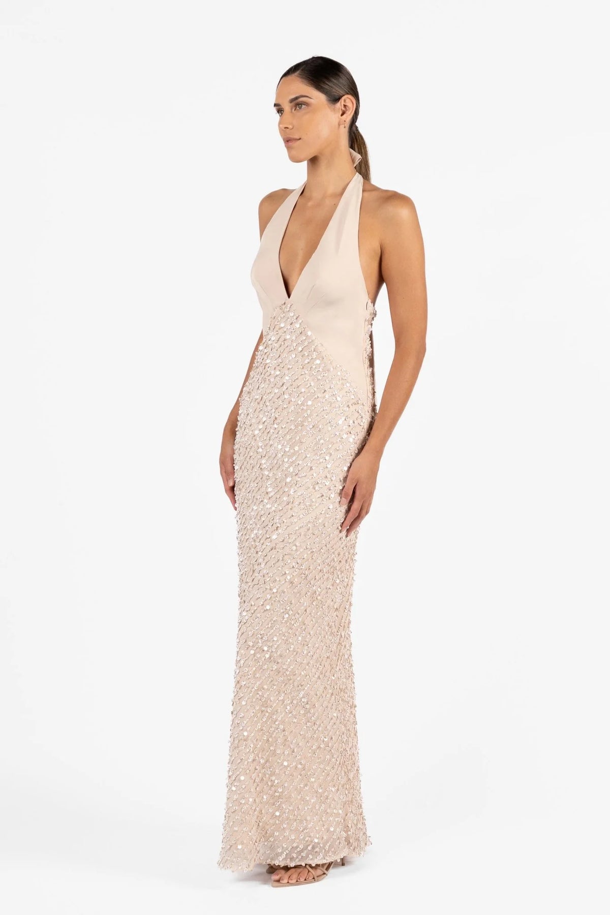 One Fell Swoop Cloe Halter Maxi Dress - Sand