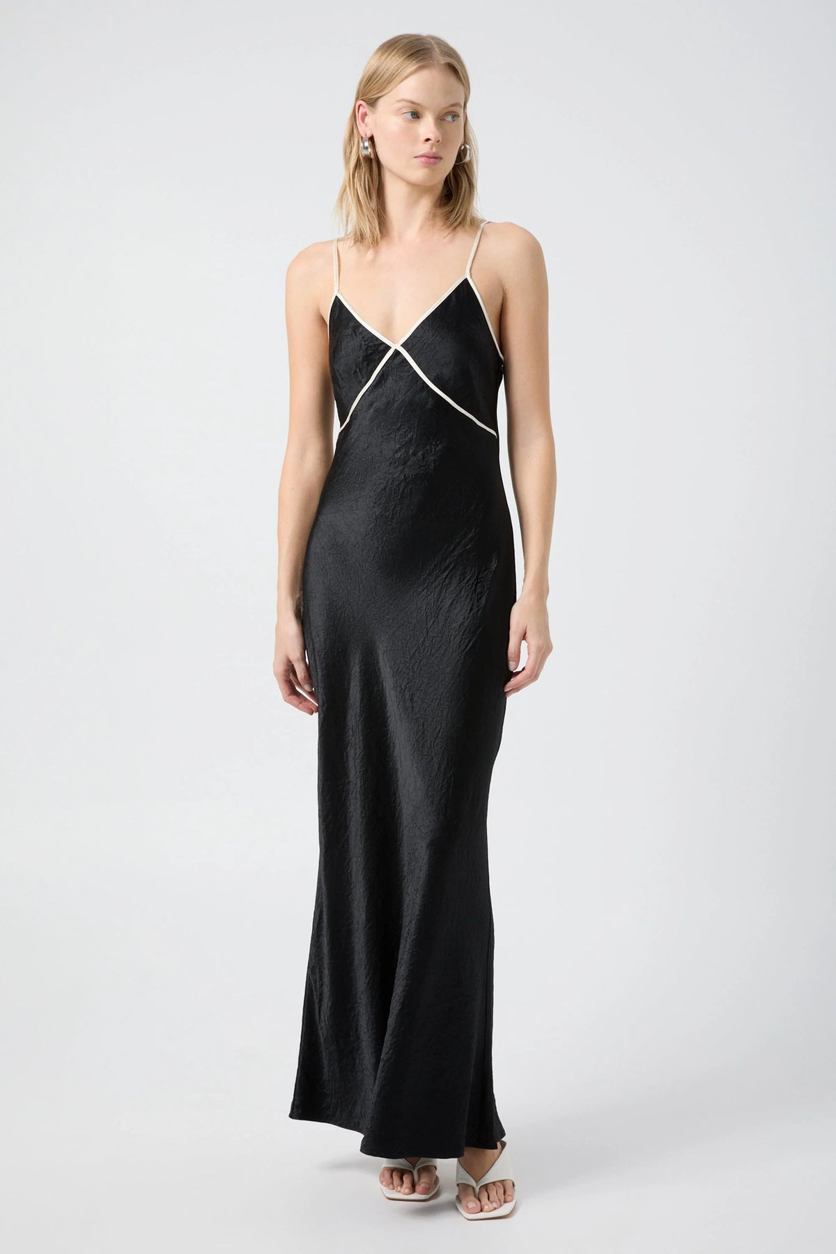 Third Form Crush Contrast Bind Cami Dress - Black & Cream