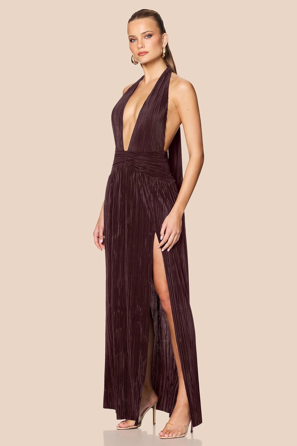 Nookie Desiree Halter Gown - Mocha