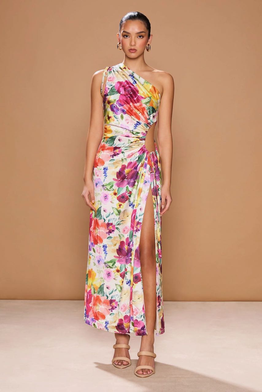 Sonya Nour Midi Dress - Floral Watercolour Print